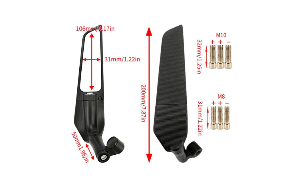 UNIVERSAL ΚΑΘΡΕΠΤΕΣ ΜΗΧΑΝΗΣ RACING CNC ΡΥΘΜΙΖΟΜΕΝΟΙ 8MM/ 10MM ΜΑΥΡΟΙ
