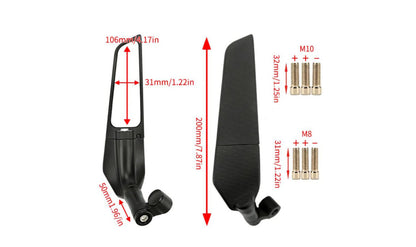 UNIVERSAL ΚΑΘΡΕΠΤΕΣ ΜΗΧΑΝΗΣ RACING CNC ΡΥΘΜΙΖΟΜΕΝΟΙ 8MM/ 10MM ΜΑΥΡΟΙ